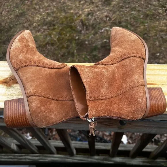 Sanctuary Refine Women's Tan Suede Leather Western Ankle Boots US Size 8.5 - Picture 13 of 16